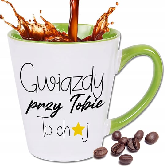 KUBEK LATTE BIAŁO ZIELONY PREZENT NA WALENTYNKI GWIAZDY PRZY TOBIE TO CH*J StyleCouture