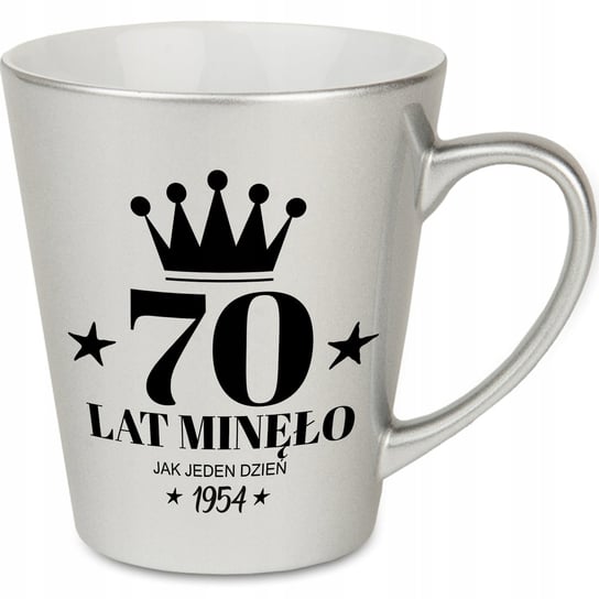 KUBEK LATTE SREBRNY IDEALNY PREZENT NA 70 URODZINY ROCZKNIK 1954 MIX WZORY StyleCouture