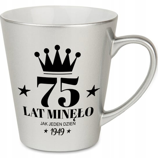 KUBEK LATTE SREBRNY IDEALNY PREZENT NA 75 URODZINY ROCZKNIK 1949 MIX WZORY StyleCouture