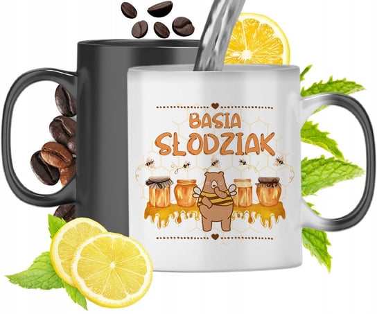 Kubek Magiczny Dla Basi Czarny Matowy z Nadrukiem ze Zdjęciem 330ml Inna marka