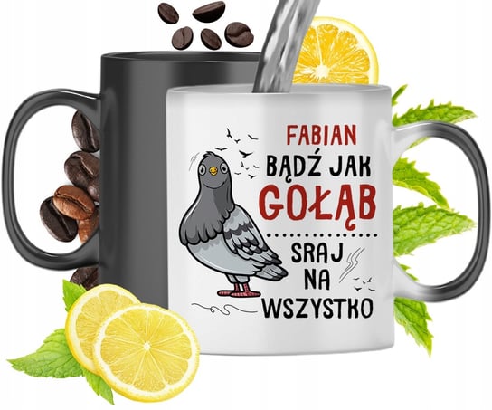 Kubek Magiczny Dla Fabiana Czarny Matowy z Nadrukiem ze Zdjęciem 330ml Inna marka