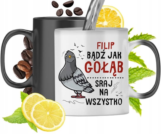 Kubek Magiczny Dla Filipa Czarny Matowy z Nadrukiem ze Zdjęciem 330ml Inna marka