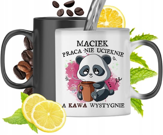 Kubek Magiczny Dla Maćka Czarny Matowy z Nadrukiem ze Zdjęciem 330ml Inna marka