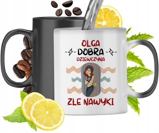 Kubek Magiczny Dla Olgi Czarny Matowy z Nadrukiem ze Zdjęciem 330ml Inna marka