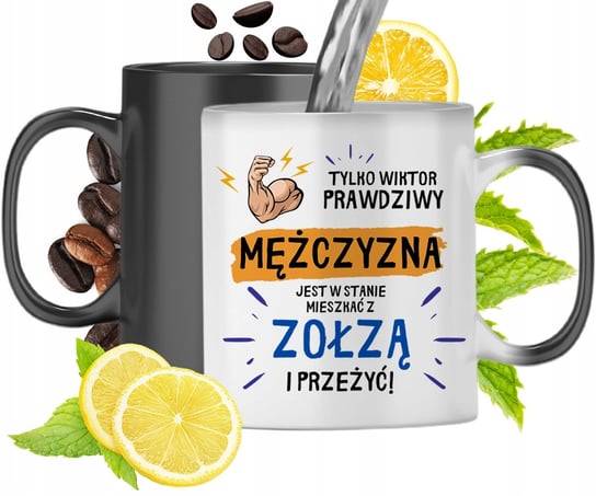 Kubek Magiczny Dla Wiktora Czarny Matowy z Nadrukiem ze Zdjęciem 330ml Inna marka