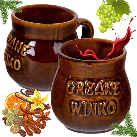 Kubek Na Wino Herbate Kawe Grzańca Nalewke Ceramiczny Kamionkowy Ucho 250Ml Inna marka