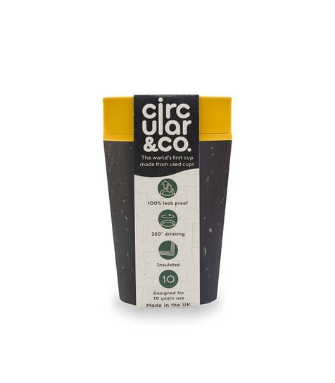 Kubek plastikowy wielorazowy, Black & Electric Mustard, 227 ml, Circular&Co. Circular&Co.