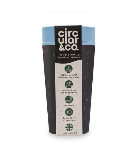 Kubek plastikowy wielorazowy, Black & Faraway Blue, 340 ml, Circular&Co. Circular&Co.