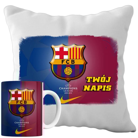 Kubek Poduszka Barcelona 330ml 40x40cm z Napisem Zestaw Piłkarski Napis Inna marka