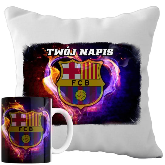 Kubek Poduszka Barcelona 330ml 40x40cm z Napisem Zestaw Piłkarski Napis Inna marka