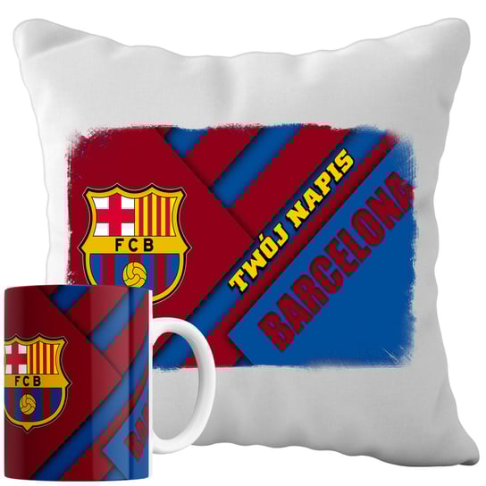 Kubek Poduszka Barcelona 330ml 40x40cm z Napisem Zestaw Piłkarski Napis Inna marka