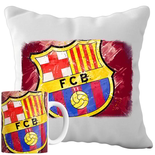 Kubek Poduszka Barcelona 330ml 40x40cm z Napisem Zestaw Piłkarski Napis Inna marka