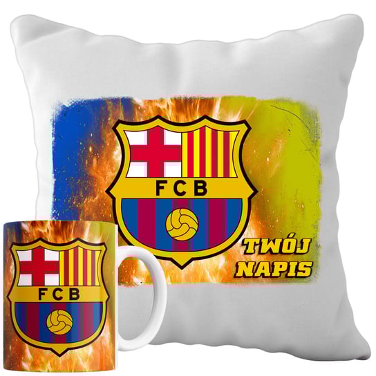 Kubek Poduszka Barcelona 330ml 40x40cm z Napisem Zestaw Piłkarski Napis Inna marka