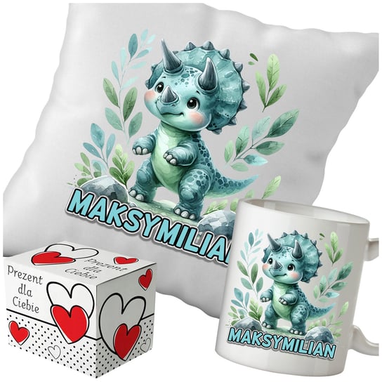 Kubek + Poduszka Dinozaur 330ml 40x40cm i Opakowanie Na Prezent i Imię Inna marka