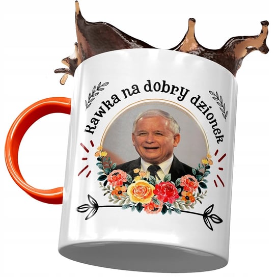 Kubek Pomarańczowy Jarosław Kaczyński na Prezent z Nadrukiem ze Zdjęciem PoliDraw