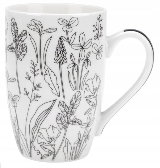 KUBEK PORCELANOWY 400 ML BLOOM KWIATY BIAŁY PEŁNY ravi