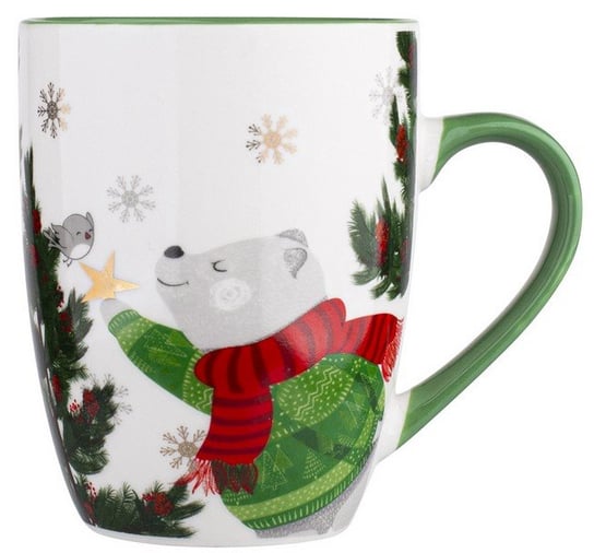 Kubek porcelanowy baryłka christmas bear, zielony 300 ml, ALTOMDESIGN ALTOMDESIGN