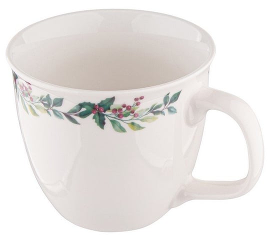 Kubek porcelanowy baryłka z wywiniętym rantem, dekorowany, winter garland, 400 ml, ALTOMDESIGN ALTOMDESIGN