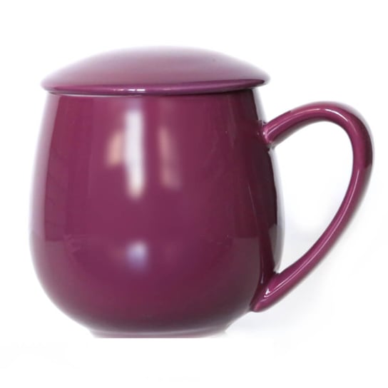 Kubek porcelanowy Błyszcący z zaparzaczem i pokrywką, 350 ml, Cup&You purpurowy Cup&You