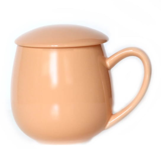 Kubek porcelanowy Błyszczący z zaparzaczem i pokrywką, 350 ml, Cup&You brzoskwiniowy Cup&You