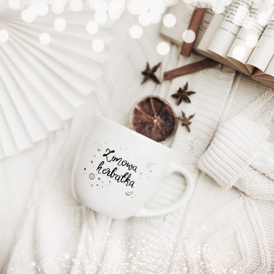 Kubek porcelanowy, Boże Narodzenie, Zimowa herbatka, 300 ml, Nadzwyczajnie, biały Nadzwyczajnie