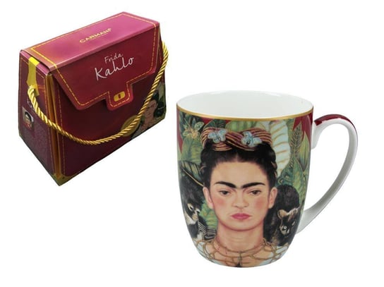 Kubek porcelanowy, Camio - F. Kahlo, Autoportret z naszyjnikiem z cierni i kolibrem, Carmani Carmani
