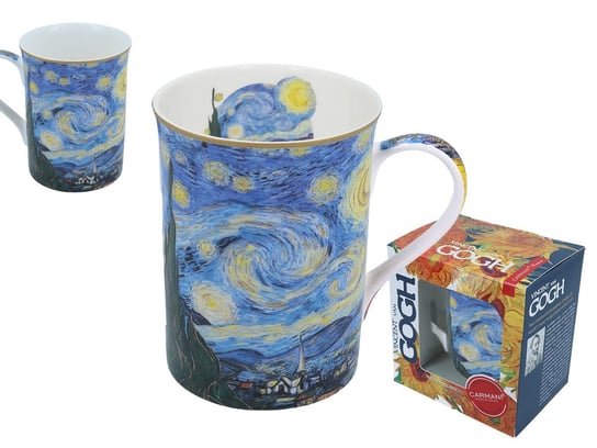 Kubek porcelanowy, Classic New - V. van Gogh, Gwiaździsta Noc, 400 ml, Carmani, niebieski Carmani