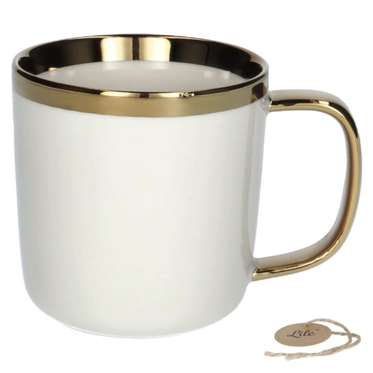 Kubek porcelanowy do kawy herbaty biały złote zdobienia 360 ml Affek Design SAMMY Mondex