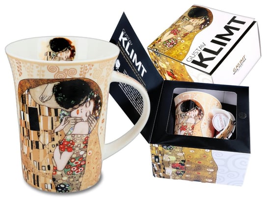 Kubek porcelanowy G. Klimt, Pocałunek (kremowe tło) 350 ml, Carmani Carmani