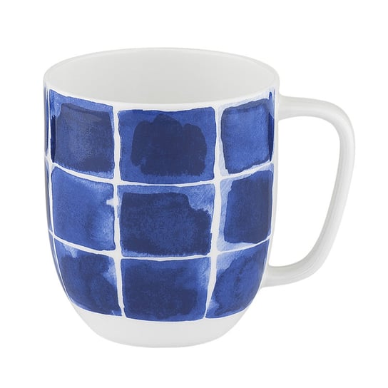 Kubek porcelanowy, geometryczny, w kratę, 380 ml, Nuova R2S, niebieski Nuova R2S