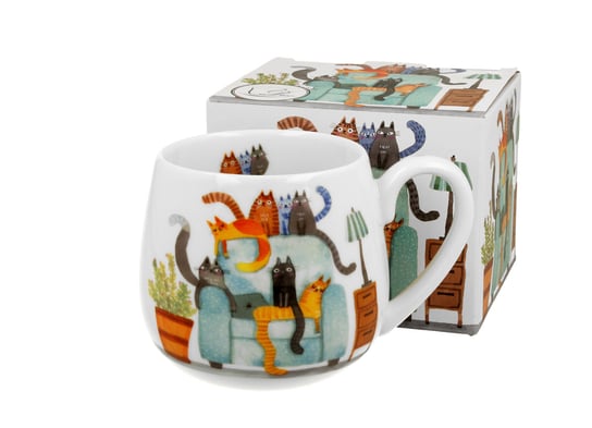 Kubek porcelanowy, kot, baryłka Koci Świat - KOTY NA FOTELU, 430 ml, Duo-Gift Duo-Gift
