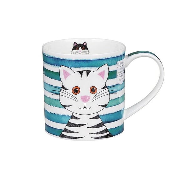 Kubek porcelanowy Orkney - Stripy Cats Turquoise, Koty 350 ml, Dunoon Dunoon