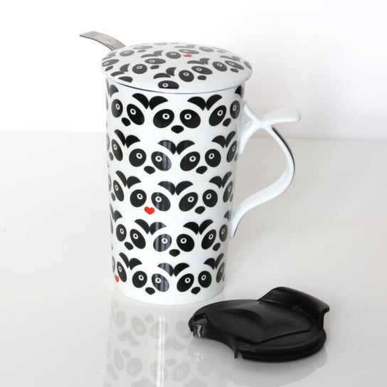 Kubek porcelanowy PANDA LOVE z zaparzaczem i pokrywką 400 ml, Cup&You Cup&You