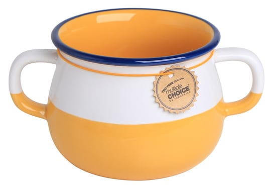 Kubek porcelanowy Silly Design do zupy Vintage, biało-żółty, 480 ml Multiple Choice by TopChoice