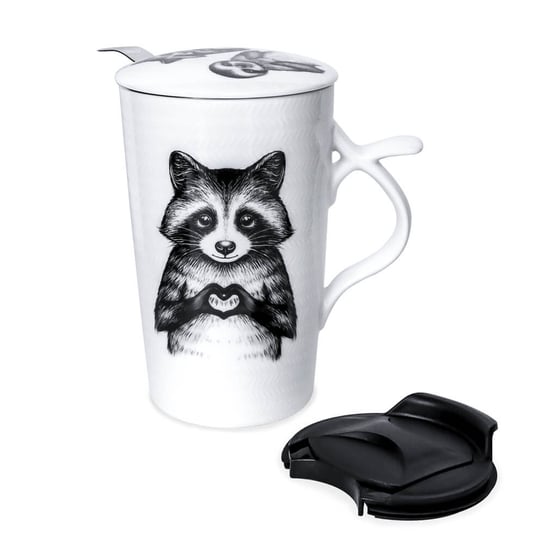 Kubek porcelanowy Szop i leniwiec z zaparzaczem i pokrywką 400 ml, Cup&You Cup&You