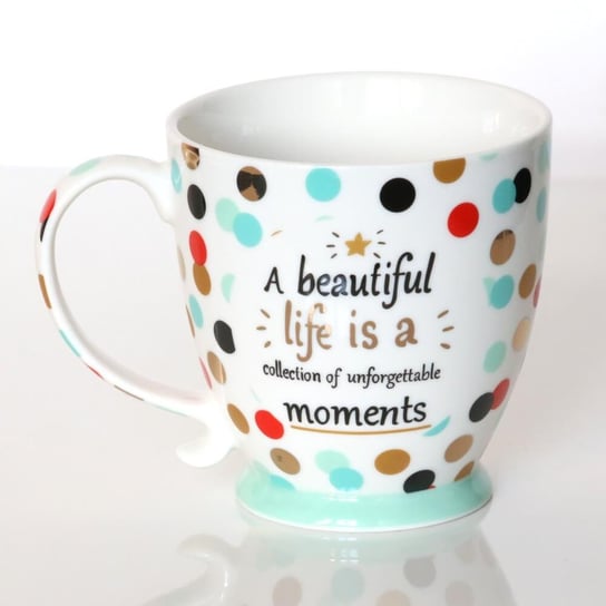Kubek porcelanowy, z napisami, Beautiful life, 350 ml, Cup&You Cup&You