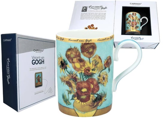 Kubek porcelanowy, z napisami, V. van Gogh, Słoneczniki, Carmani Carmani