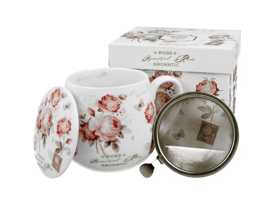 Kubek porcelanowy, z zaparzaczem, 430 ml, DUO Gift, różnokolorowy Duo