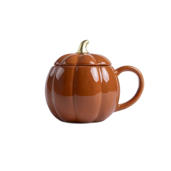 Kubek PUMPKIE w kształcie dyni z pokrywką pomarańczowy SHINY 0,6 l HOMLA Homla