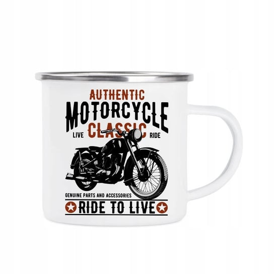 Kubek stalowy BIAŁY MOTOCYKLISTY MOTORCYKLE 05, 270 ml, StyleCouture StyleCouture