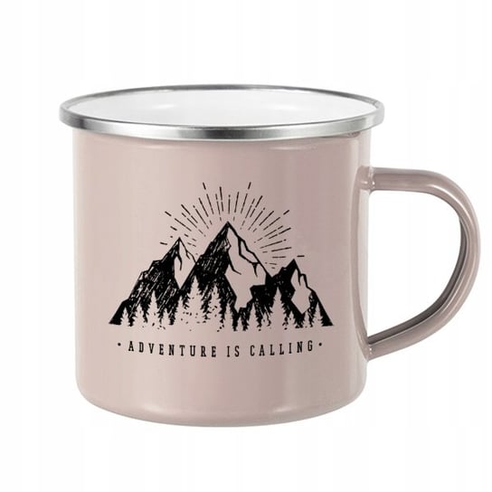 Kubek stalowy Różowo-Szary nadruk LETS GET LOST 01, 250 ml, StyleCouture StyleCouture