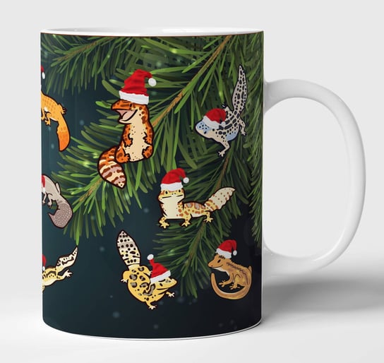 Kubek świąteczny ceramiczny gekony święta 5made