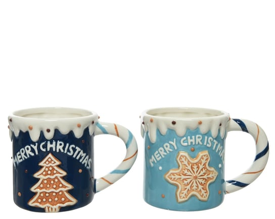 Kubek świąteczny ceramiczny niebieski Wesołych Świąt z piernikiem Kaemingk