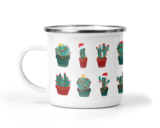 Kubek świąteczny emaliowany kaktus Kreatywny Warsztat
