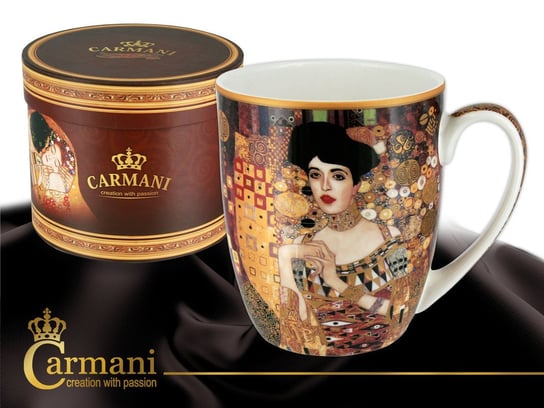 kubek szklany, Camio - Gustav Klimt - Adele Bloch Bauer I, 400 ml, Carmani, złoty Carmani