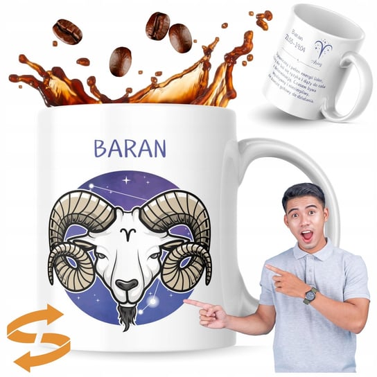 Kubek z nadrukiem 330 ml Znak Zodiaku Baran Kubek Prezent Kubek Do Kawy bez marki