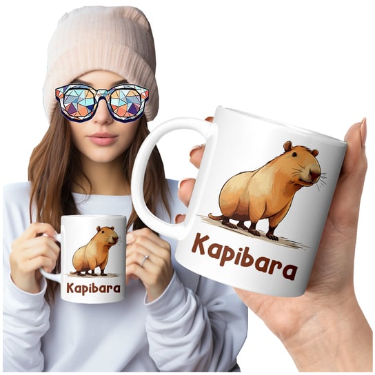 KUBEK Z NADRUKIEM KAPIBARA ZWIERZĄTKO CAPYBARA CAPY KAPI SŁODKI NADRUK Gartees