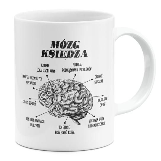 Kubek z Nadrukiem Mózg Księdza Śmieszny Prezent na Święta Urodziny Inna marka