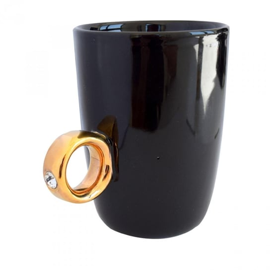 Kubek z pierścionkiem INVOTIS Ring Cup, czarny, 8x11 cm INVOTIS