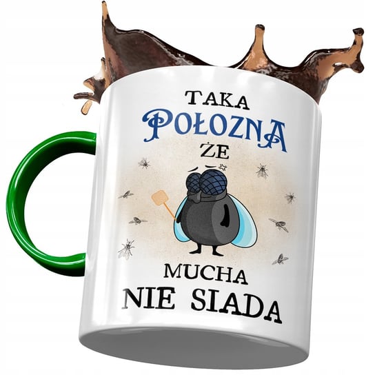 Kubek Zielony Położnej że Mucha nie Siada z Nadrukiem ze Zdjęciem PoliDraw